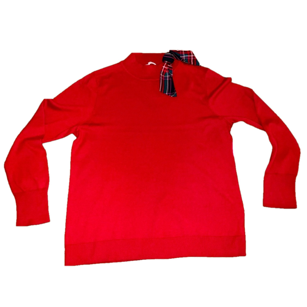 Riley & Rae red sweater with plaid bow embellishment - size large - nwt